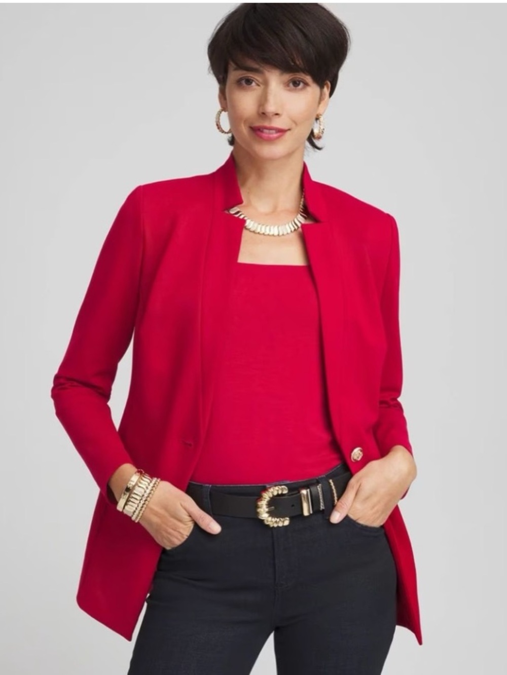 Chicos Women’s Red Allure Single Button Blazer Jacket Size XL